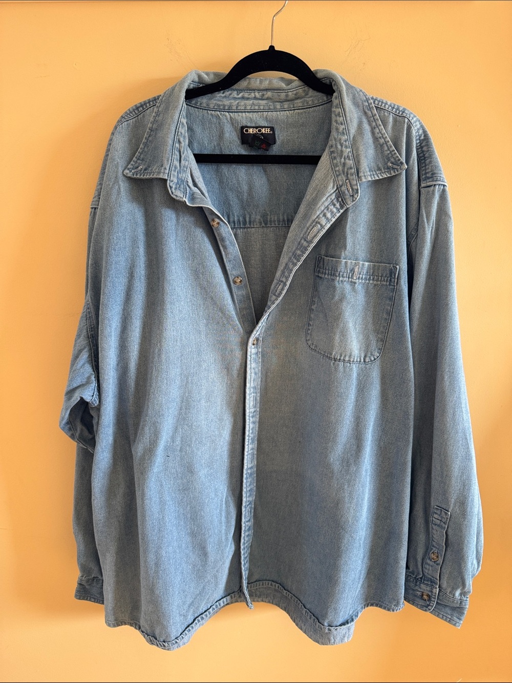 Cherokee Oversized Light Blue Denim Button-Up Shirt